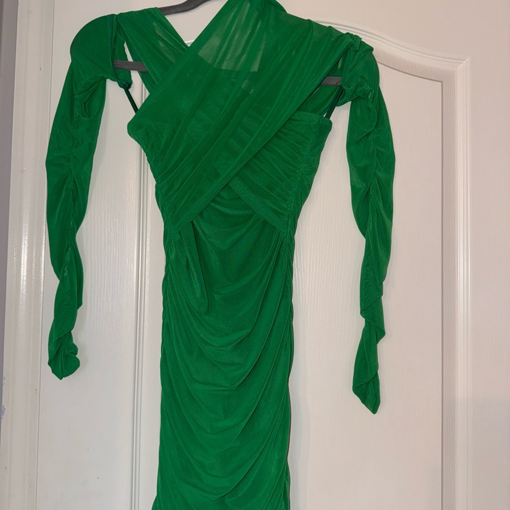 SHEIN Vibrant Green Long Sleeve Dress